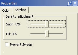 Precise stitch properties slider window in Embrilliance Enthusiast