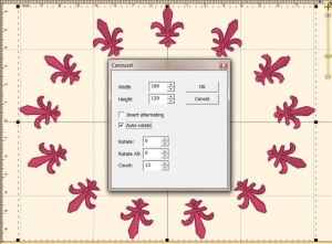 Embrilliance Enthusiast carousel feature allows repeating designs around a circular path as shown