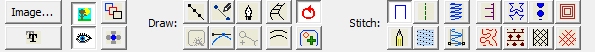 Stitch Artist Level 2 Toolbar showing machine embroidery digitizing tools